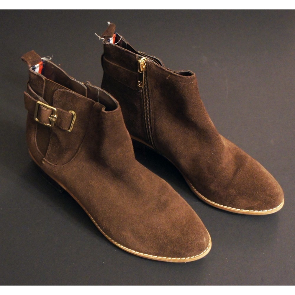 Tommy Hilfiger Ladies Ankle Boots Women's Size 7M Brown Leather